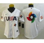 Women's USA Baseball Big Logo 2023 White World Baseball Classic Stitched Jerseys