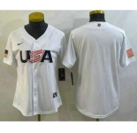 Women's USA Baseball Blank 2023 White World Baseball Classic Stitched Jerseys