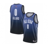 Men's 2023 All-Star #0 Damian Lillard Blue Game Swingman Stitched Basketball Jersey