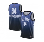 Men's 2023 All-Star #34 Giannis Antetokounmpo Blue Game Swingman Stitched Basketball Jersey
