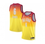 Men's 2023 All-Star #6 LeBron James Orange Game Swingman Stitched Basketball Jersey