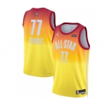 Men's 2023 All-Star #77 Luka Doncic Orange Game Swingman Stitched Basketball Jersey