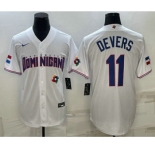 Men's Dominican Republic Baseball #11 Rafael Devers 2023 White World Baseball Classic Stitched Jersey
