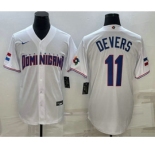 Men's Dominican Republic Baseball #11 Rafael Devers 2023 White World Baseball Classic Stitched Jerseys