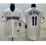Men's Dominican Republic Baseball #11 Rafael Devers Number 2023 White World Baseball Classic Stitched Jerseys