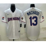 Men's Dominican Republic Baseball #13 Manny Machado 2023 White World Baseball Classic Stitched Jerseys
