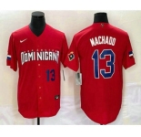 Men's Dominican Republic Baseball #13 Manny Machado Number 2023 Red World Classic Stitched Jerseys