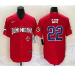 Men's Dominican Republic Baseball #22 Juan Soto 2023 Red World Classic Stitched Jerseys