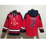Men's Boston Red Sox #2 Justin Turner Red Ageless Must-Have Lace-Up Pullover Hoodie