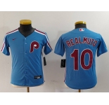 Youth Philadelphia Phillies #10 JT Realmuto Light Blue Cooperstown Cool Base Jersey