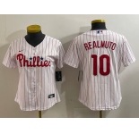 Youth Philadelphia Phillies #10 JT Realmuto White Stitched Cool Base Nike Jersey