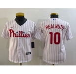 Youth Philadelphia Phillies #10 JT Realmuto White Stitched MLB Cool Base Nike Jersey