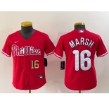 Youth Philadelphia Phillies #16 Brandon Marsh Red Stitched Cool Base Jerseys