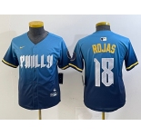 Youth Philadelphia Phillies #18 Johan Rojas Blue 2024 City Connect Limited Stitched Jersey
