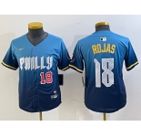 Youth Philadelphia Phillies #18 Johan Rojas Blue 2024 City Connect Limited Stitched Jerseys