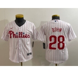 Youth Philadelphia Phillies #28 Alec Bohm White Cool Base Jersey