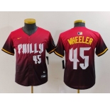Youth Philadelphia Phillies #45 Zack Wheeler Number Red 2024 City Connect Limited Jersey