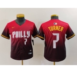 Youth Philadelphia Phillies #7 Trea Turner Number Red 2024 City Connect Limited Jersey