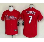 Youth Philadelphia Phillies #7 Trea Turner Red Cool Base Stitched Baseball Jersey