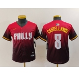 Youth Philadelphia Phillies #8 Nick Castellanos Red Red 2024 City Connect Limited Jersey