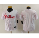 Youth Philadelphia Phillies Blank White Pinstripe Stitched Cool Base Jersey
