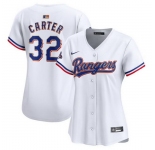 Women Texas Rangers 32 Evan Carter White 2024 Gold Collection Stitched Baseball Jersey