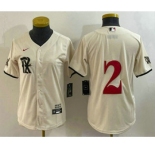 Women's Texas Rangers #2 Marcus Semien Cream 2023 City Connect Stitched Baseball Jersey