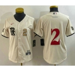 Women's Texas Rangers #2 Marcus Semien Number Cream 2023 City Connect Stitched Baseball Jersey