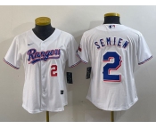 Women's Texas Rangers #2 Marcus Semien Number White 2024 Gold Collection Limited Cool Base Jersey
