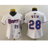 Women's Texas Rangers #28 Jonah Heim Number White 2024 Gold Collection Limited Cool Base Jersey