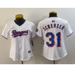 Women's Texas Rangers #31 Max Scherzer White 2024 Gold Collection Limited Cool Base Jersey