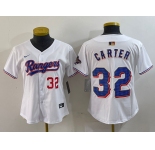 Women's Texas Rangers #32 Evan Carter Number White 2024 Gold Collection Limited Cool Base Jerseys