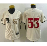 Women's Texas Rangers #53 Adolis Garcia Number Cream 2023 City Connect Cool Base Stitched Jersey