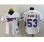 Women's Texas Rangers #53 Adolis Garcia White 2024 Gold Collection Limited Cool Base Jersey