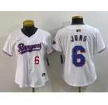 Women's Texas Rangers #6 Josh Jung Number White 2024 Gold Collection Limited Cool Base Jersey