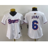 Women's Texas Rangers #6 Josh Jung White 2024 Gold Collection Limited Cool Base Jersey