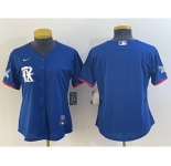 Women's Texas Rangers Blank Royal Blue 2023 City Connect Stitched Baseball Jersey