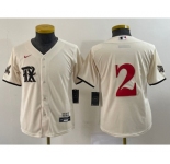 Youth Texas Rangers #2 Marcus Semien Cream 2023 City Connect Stitched Baseball Jersey