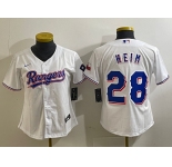 Youth Texas Rangers #28 Jonah Heim White 2023 World Series Champions Cool Base Jersey