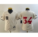 Youth Texas Rangers #34 Nolan Ryan Cream 2023 City Connect Stitched Baseball Jersey