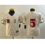 Youth Texas Rangers #5 Corey Seager Number Cream 2023 City Connect Cool Base Stitched Jersey