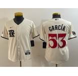 Youth Texas Rangers #53 Adolis Garcia Cream 2023 City Connect Cool Base Stitched Jersey