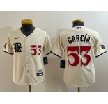 Youth Texas Rangers #53 Adolis Garcia Number Cream 2023 City Connect Cool Base Stitched Jersey