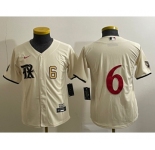 Youth Texas Rangers #6 Josh Jung Number Cream 2023 City Connect Cool Base Stitched Jersey