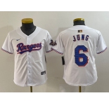 Youth Texas Rangers #6 Josh Jung White 2024 Gold Collection Limited Cool Base Jersey