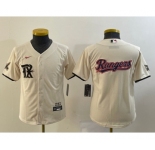 Youth Texas Rangers Big Logo Cream 2023 City Connect Stitched Baseball Jersey