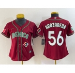 Women's Mexico Baseball #56 Randy Arozarena 2023 Red World Classic Stitched Jersey