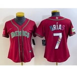 Women's Mexico Baseball #7 Julio Urias Number 2023 Red World Baseball Classic Stitched Jersey10