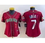 Women's Mexico Baseball #7 Julio Urias Number 2023 Red World Baseball Classic Stitched Jersey4