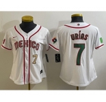 Women's Mexico Baseball #7 Julio Urias Number 2023 White World Classic Stitched Jersey3